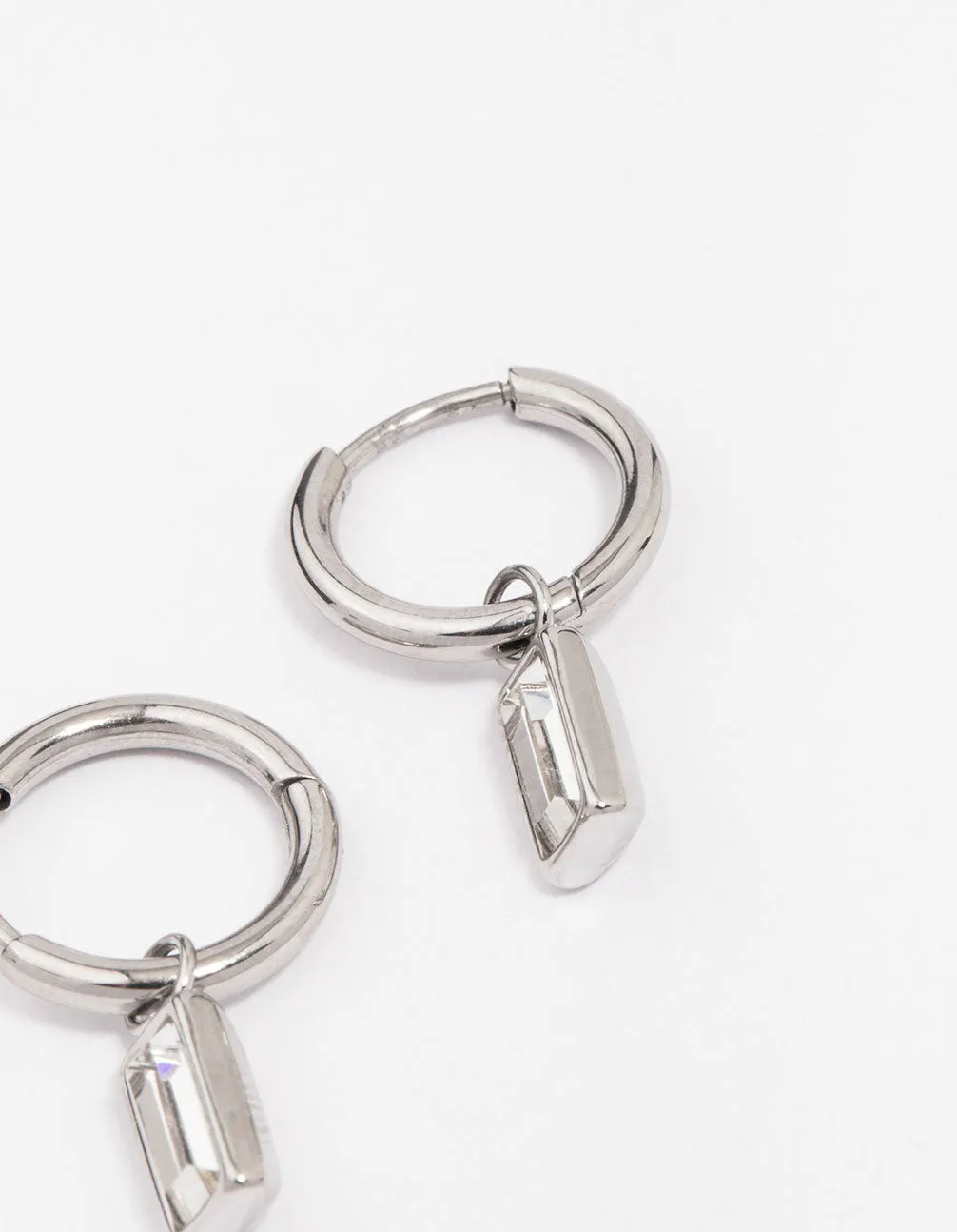 Waterproof Stainless Steel Classic Baguette Huggie Hoop Earrings