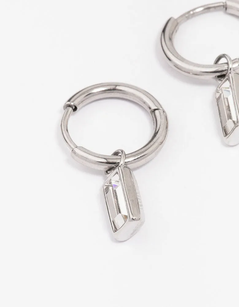 Waterproof Stainless Steel Classic Baguette Huggie Hoop Earrings