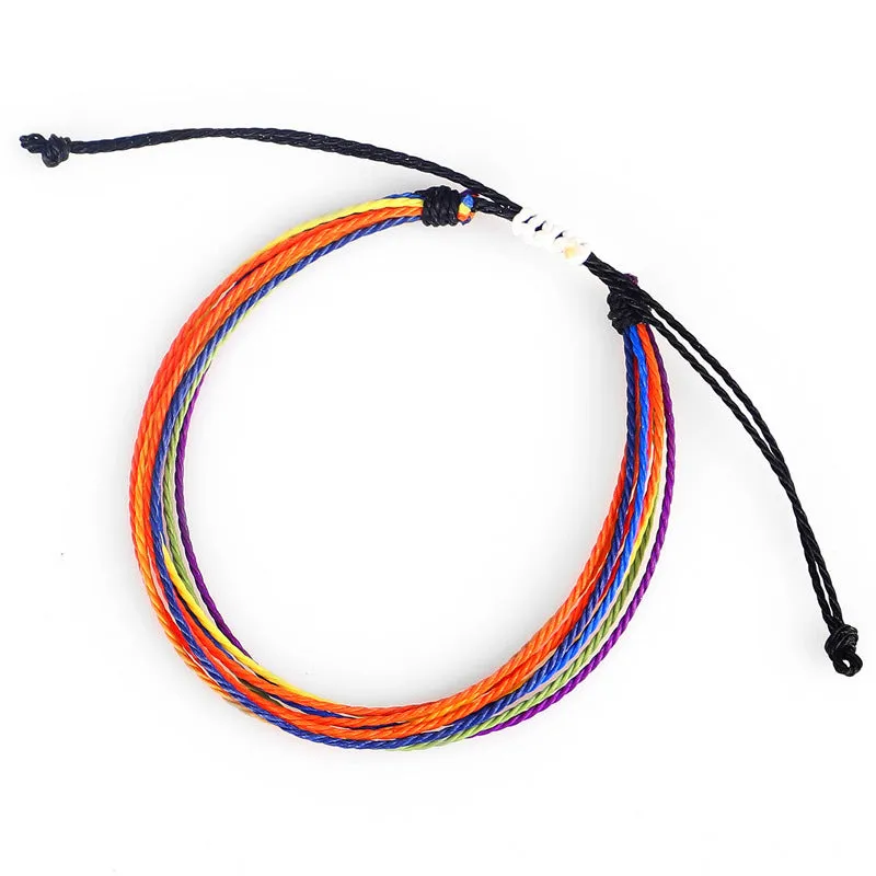 Wax Line Creative Handwoven Bracelet Colorful Drawstring