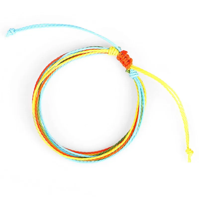 Wax Line Creative Handwoven Bracelet Colorful Drawstring