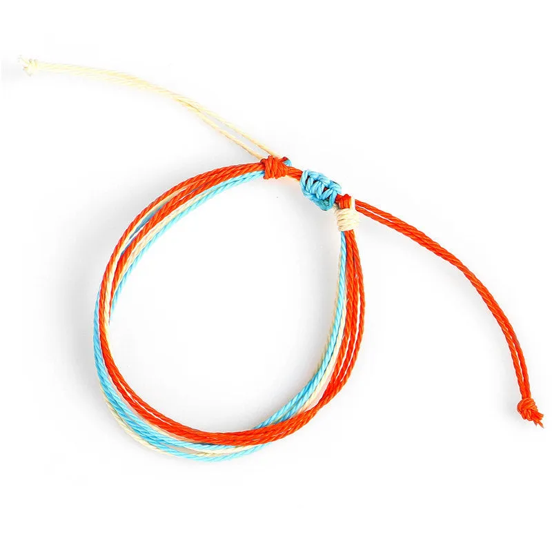 Wax Line Creative Handwoven Bracelet Colorful Drawstring