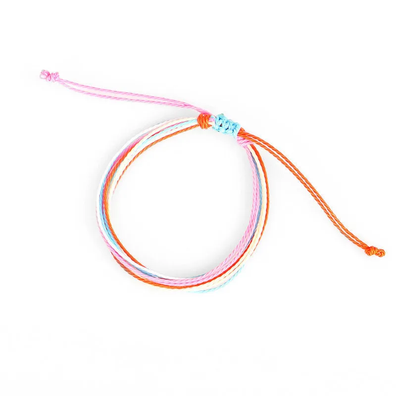 Wax Line Creative Handwoven Bracelet Colorful Drawstring