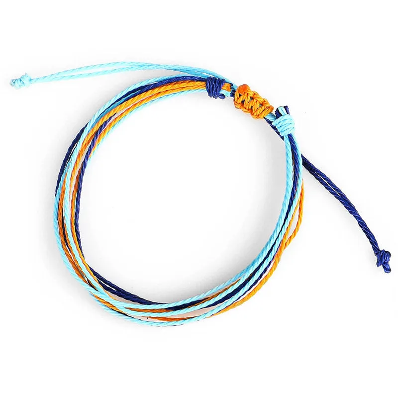 Wax Line Creative Handwoven Bracelet Colorful Drawstring