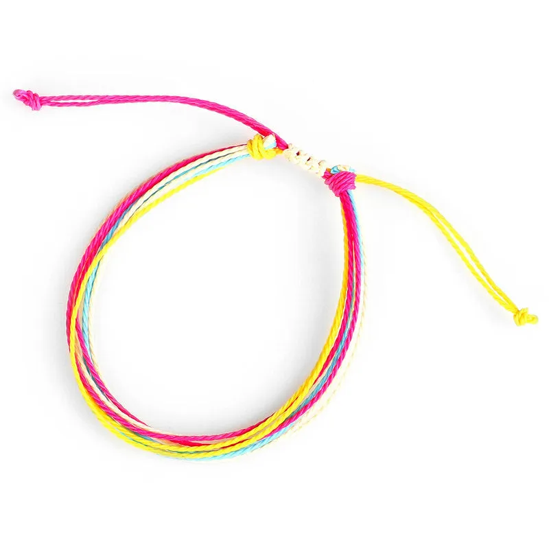 Wax Line Creative Handwoven Bracelet Colorful Drawstring