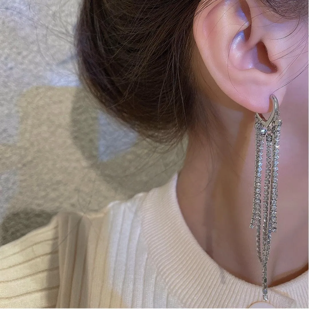 Western white diamond stone earrings