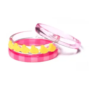 Yellow Chicken and Pink Checked Bangles