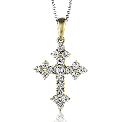 ZP149 Cross Pendant in 14k Gold with Diamonds