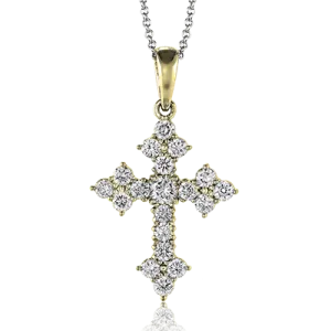 ZP149 Cross Pendant in 14k Gold with Diamonds